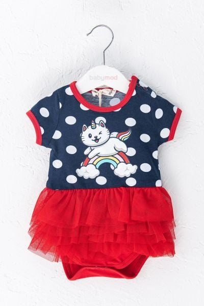 Kedi Figürlü Yazlık Kız Bebek Tulum