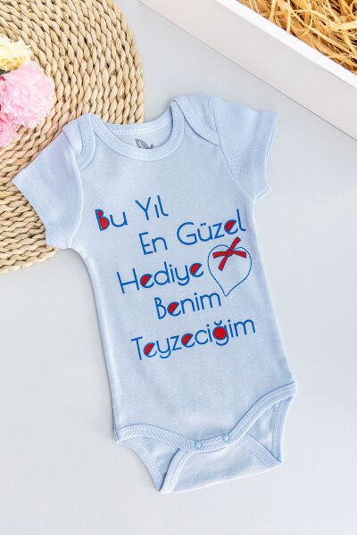 Yazı Baskılı Erkek Bebek Çıt Çıtlı Body Bebek Zıbın
