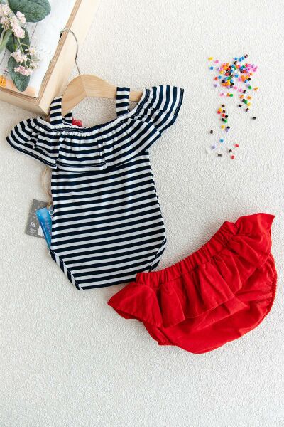 Kız Bebek Fırfırlı Askılı Çıt Çıtlı Body Kom set