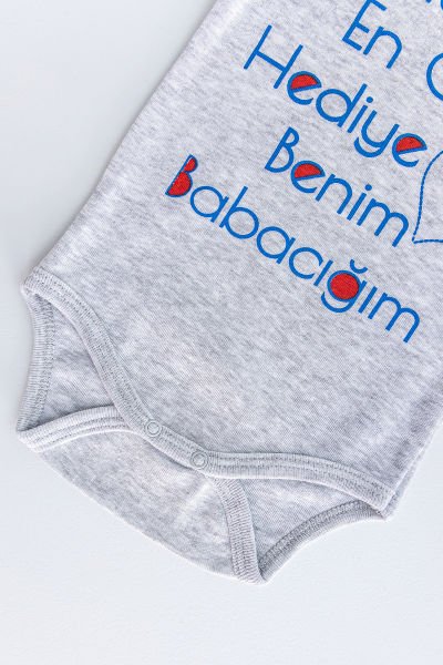 Yazı Baskılı Bebek  Çıt Çıtlı Body Bebek Zıbın