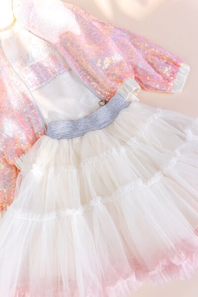 Payetli Tütü Etekli 3'lü Kız Çocuk Takım Set