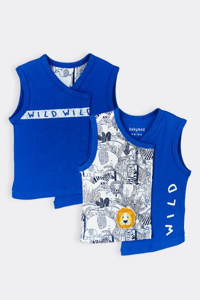 Aslan Figürlü Erkek Bebek Yelek Bebek Takım