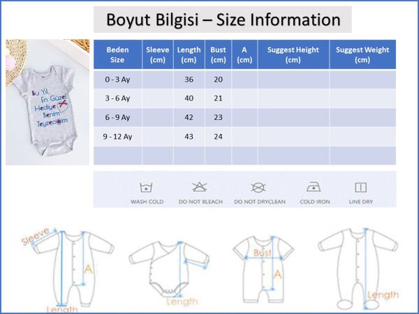Yazı Baskılı Bebek  Çıt Çıtlı Body Bebek Zıbın