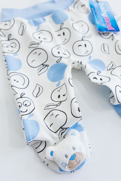 Oyuncaklı Elmalı Mavi Erkek Bebek Tek Alt Pantolon
