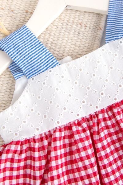 Bandanalı Askılı Yazlık Kız Bebek Elbise Set