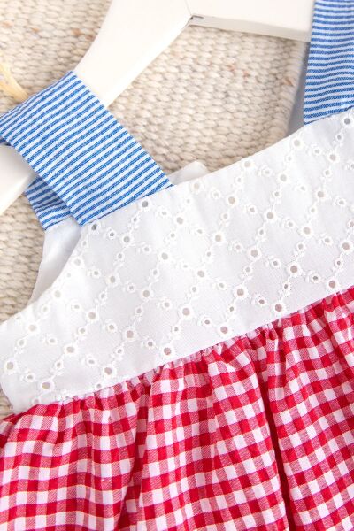 Bandanalı Askılı Yazlık Kız Bebek Elbise Set