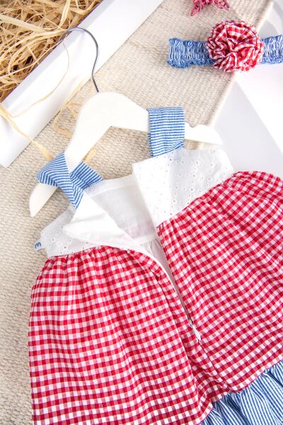 Bandanalı Askılı Yazlık Kız Bebek Elbise Set