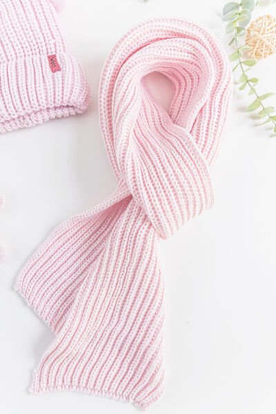 Ponponlu 9-15 Yaş Kız Çocuk Atkı Bere Eldiven Takımı PEMBE - 9-15 Yaş