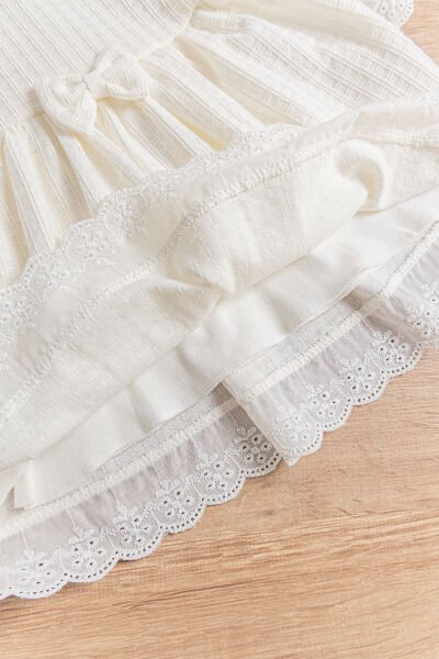 Bebe Yakalı Fiyonklu Kız Bebek Elbise