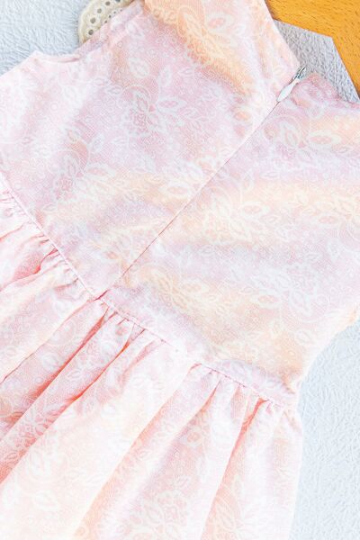 Güpürlü Yakalı Fiyonklu Kız Çocuk Elbise