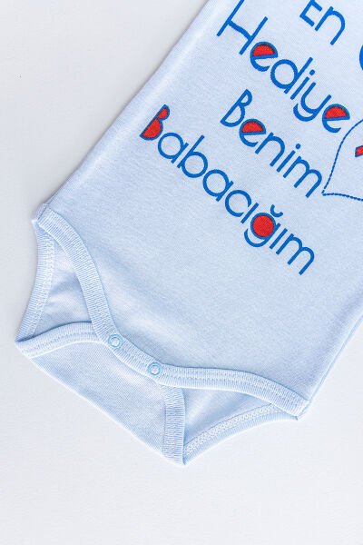 Yazı Baskılı Erkek Bebek Çıt Çıtlı Body Bebek Zıbın
