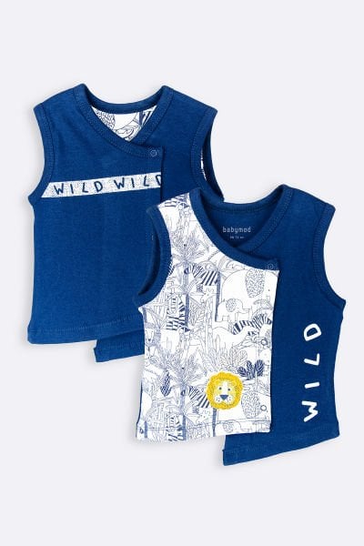 Aslan Figürlü Erkek Bebek Yelek Bebek Takım