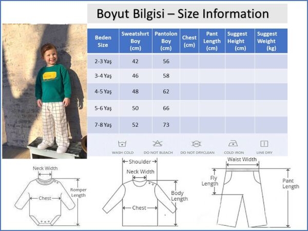 Unisex Pamuklu 3 İplik Kumaş Çocuk Altüst Takım
