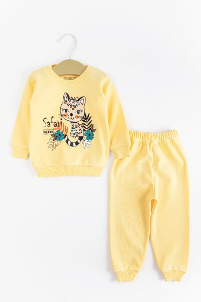 Figürlü Kız/Erkek Bebek Pijama Takımı SARI -  6-9 AY