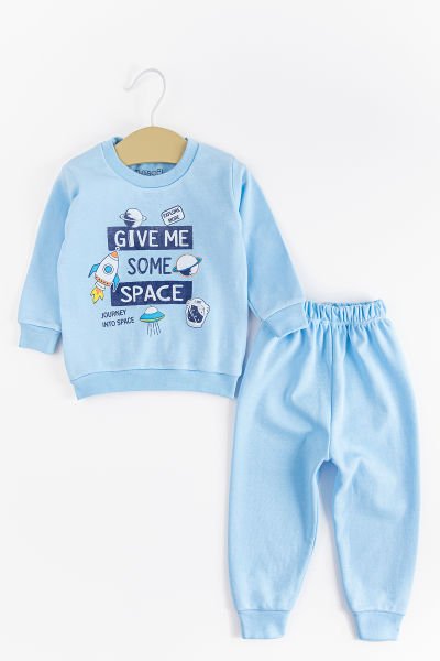 Figürlü Kız/Erkek Bebek Pijama Takımı MAVİ -  6-9 AY