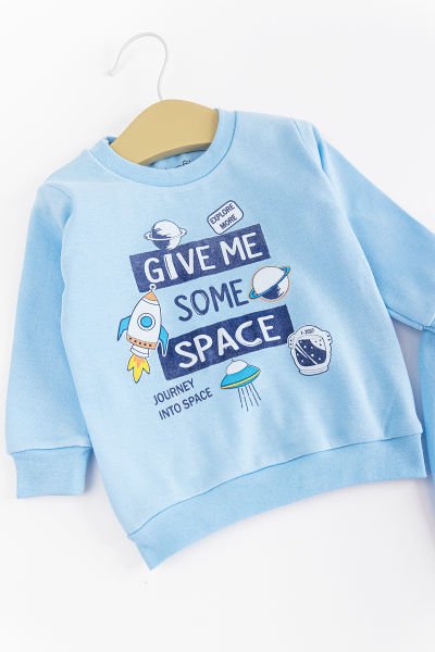 Figürlü Kız/Erkek Bebek Pijama Takımı MAVİ -  6-9 AY