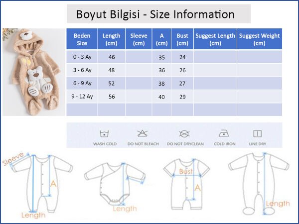 Ayıcık Figürlü Kapüşonlu Erkek Bebek Tulum