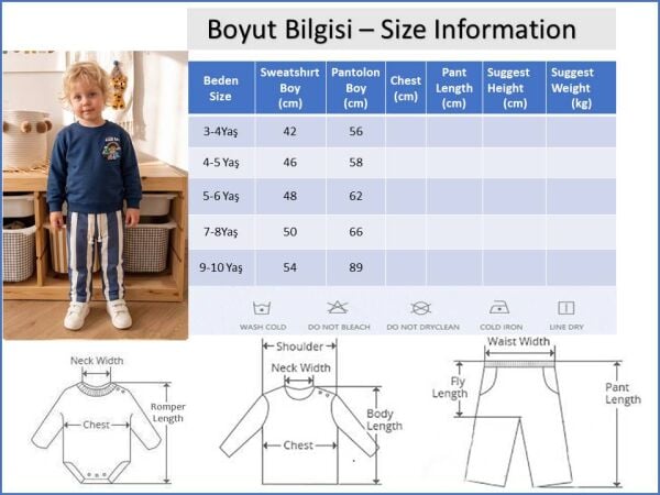 Erkek Çocuk Pamuklu Lacivert Sweathırt Çizgili Altlı Altüst Takım
