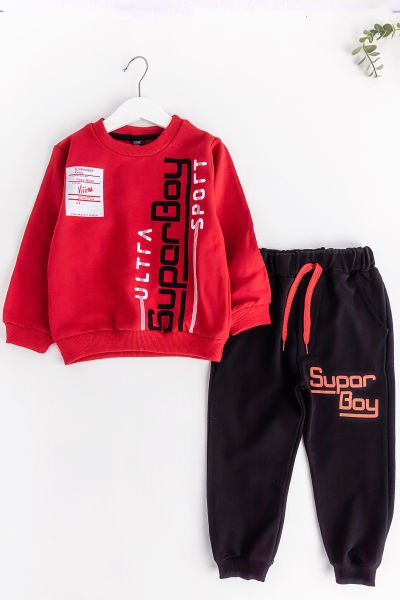 Super Boy Yazı Baskılı Erkek Çocuk Eşofman Takımı