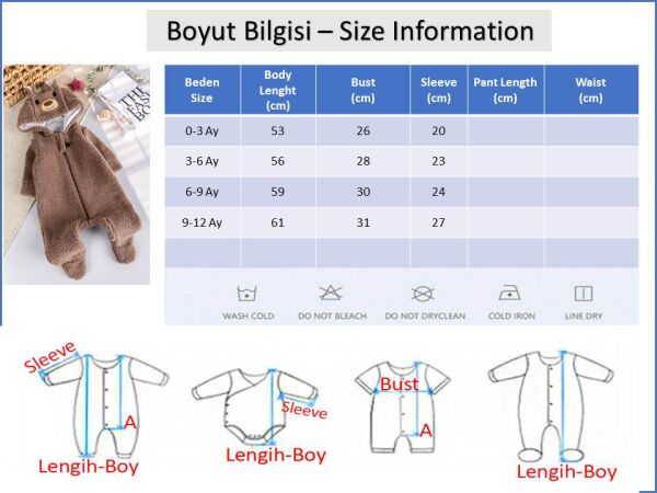 Kapüşonlu Welsoft Peluş Kışlık Kız/Erkek Bebek Tulum KREM -  9-12 AY