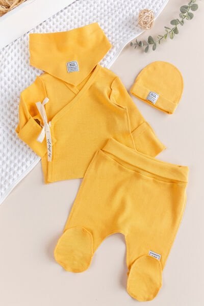 Kendinden Eldivenli Natural Bebek Hastane Çıkışı Bebek Takımı