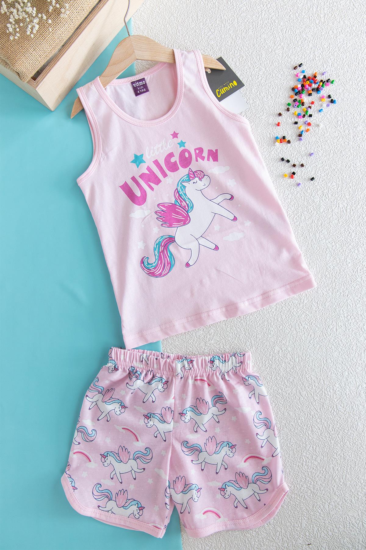 Kız Çocuk Unicorn Yazlık Pijama Takımı PEMBE - 5 Yaş