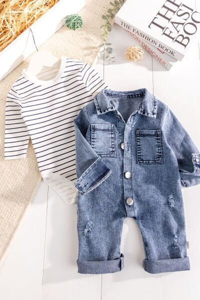 Denim 2'li Erkek Bebek Kot Tulum