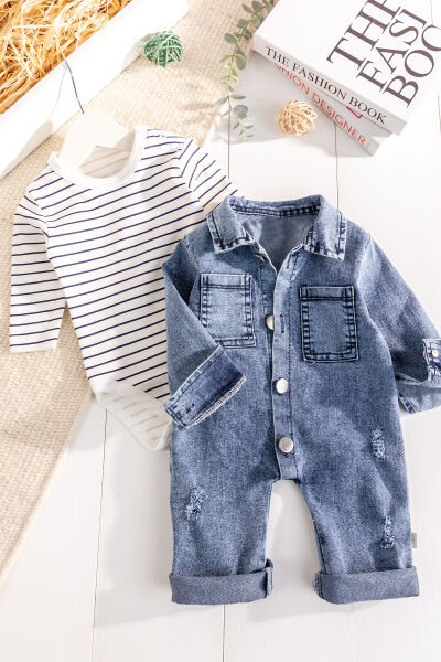 Denim 2'li Erkek Bebek Kot Tulum
