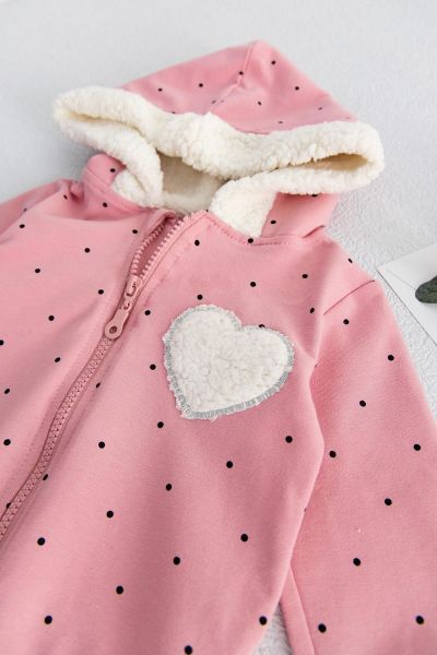 Peluş Kapüşonlu Kız Çocuk Hırka