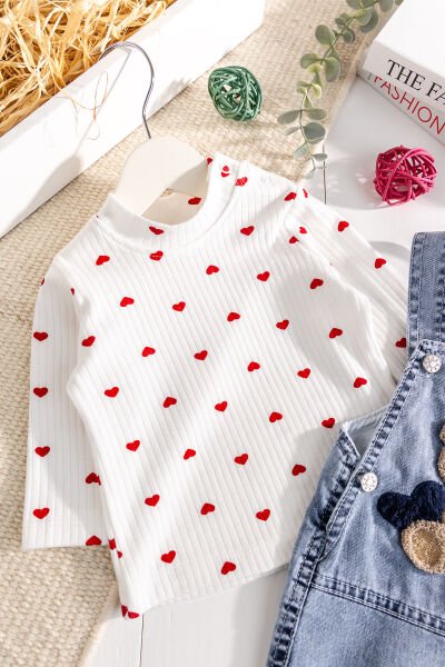 Ayıcık Figürlü Denim 2'li Kız Bebek Kot Salopet Tulum