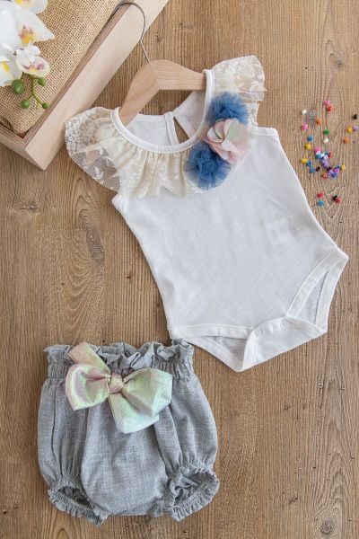 Kız Bebek Dantelli Çıt Çıtlı Body Bebek Takım Baby's Sets