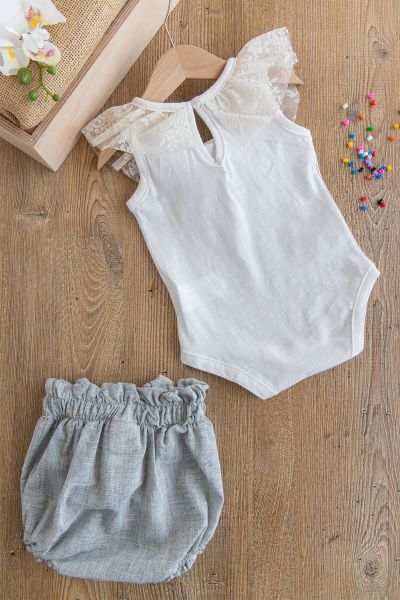Kız Bebek Dantelli Çıt Çıtlı Body Bebek Takım Baby's Sets
