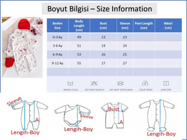 Kiraz İşlemeli Pamuklu Kız Bebek Tulum
