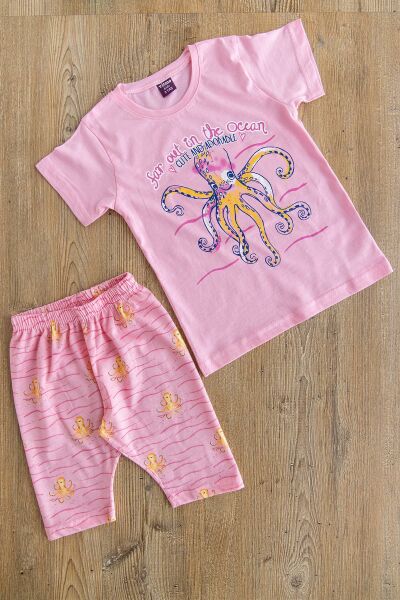 Kız Çocuk Kısa Kollu Yazlık Pijama Takımı