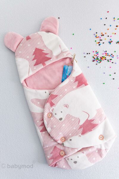 Ayıcık Figürlü Kız Bebek Kundak