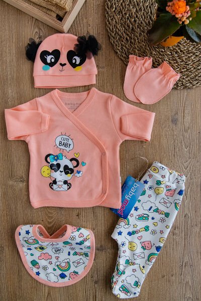 Gökkuşağı Panda Figürlü Bebek Hastane Çıkışı Bebek Takımı