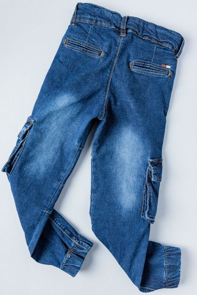 Erkek Çocuk Denim Kumaş Kot Kargo Pantolon