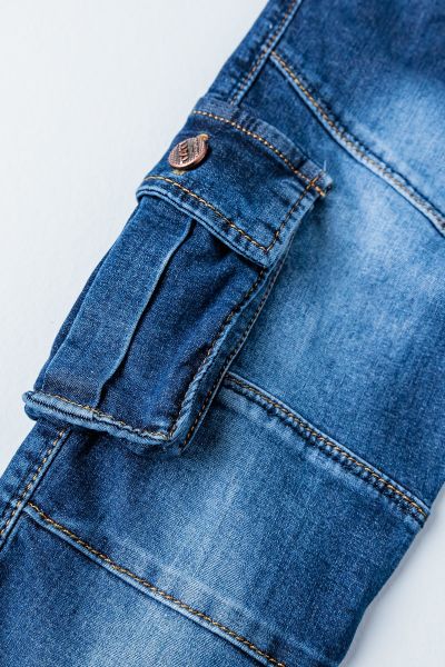 Erkek Çocuk Denim Kumaş Kot Kargo Pantolon