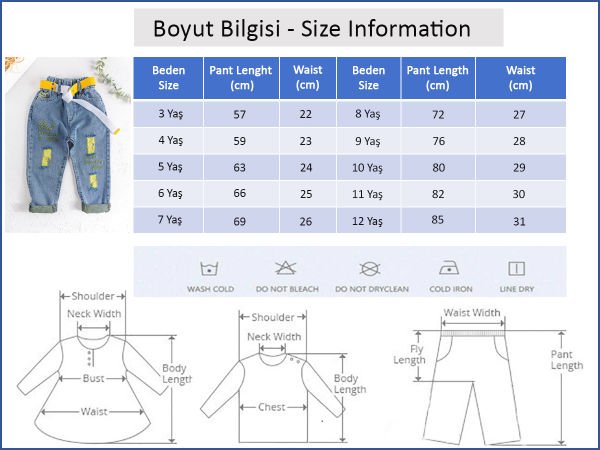 Kemer Detaylı Kız/Erkek Çocuk Denim Kumaş Kot Pantolon