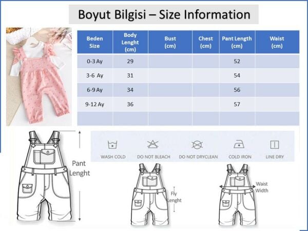 Çiçekli Fırfırlı 100% Pamuk 2'li Kız Bebek Salopet Tulum Set