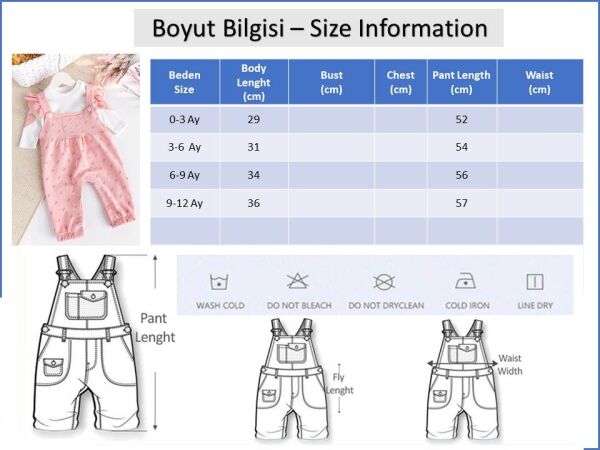 Çiçekli Fırfırlı 100% Pamuk 2'li Kız Bebek Salopet Tulum Set