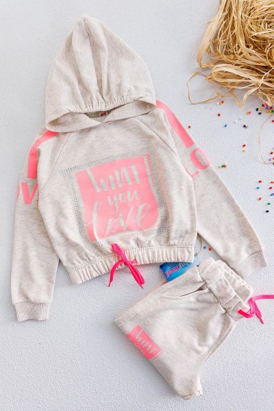 Kapüşonlu Kız Çocuk Eşofman Takımı