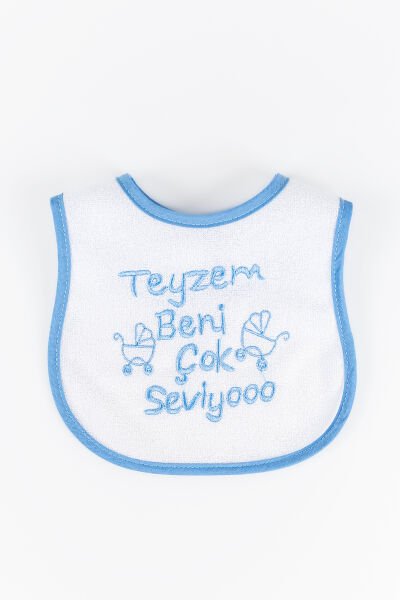 Teyzem Beni Çok Seviyo Yazılı Erkek Bebek Su Geçirmez Mama Önlüğü