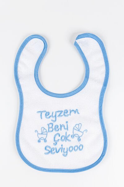 Teyzem Beni Çok Seviyo Yazılı Erkek Bebek Su Geçirmez Mama Önlüğü