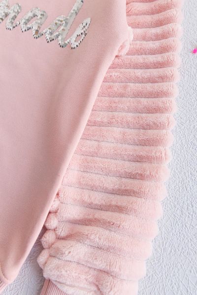 Peluş Kapüşonlu Kız Çocuk Sweat