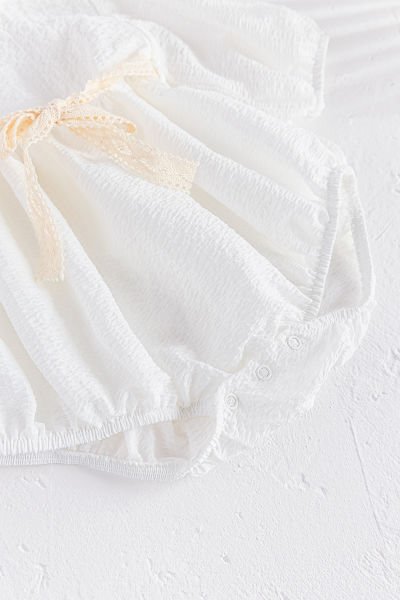 Sırt Detaylı Yazlık Kız Bebek Tulum KREM -  6-9 AY