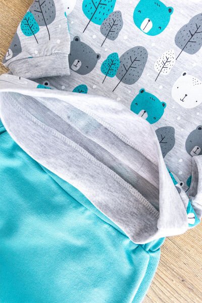 Erkek Bebek Takım Ayıcık Desenli İkili Erkek Bebek Takım