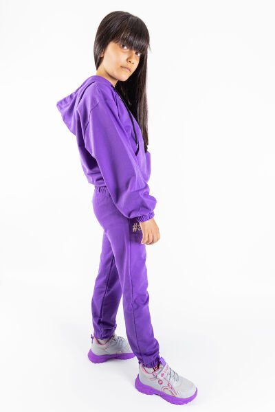 Always Baskılı Kapüşonlu Kız Çocuk Eşofman Takımı