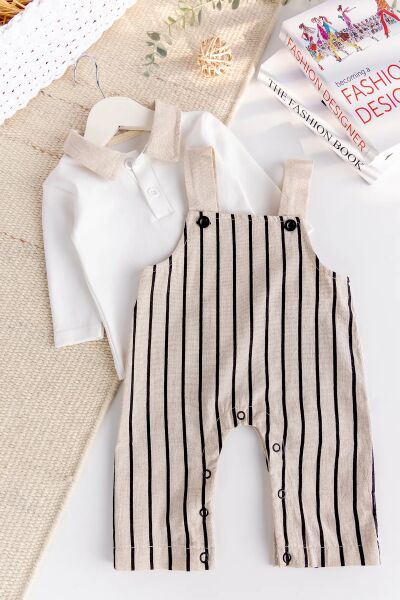 Erkek Bebek 100% Pamuk 2'lia  Salopet Tulum Set
