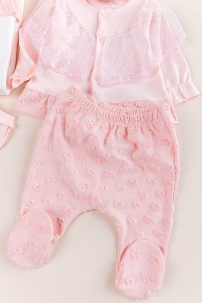 Güpürlü 8'li Kız bebek Hastane Çıkışı Bebek Takımı